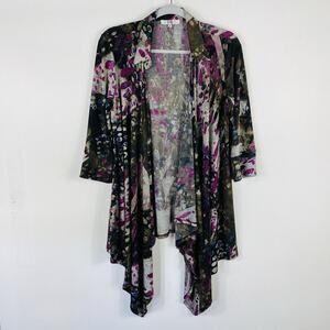 Paris IQ Top Medium Open Front Topper Layering 3/4 Sleeve Stretch Made In USA